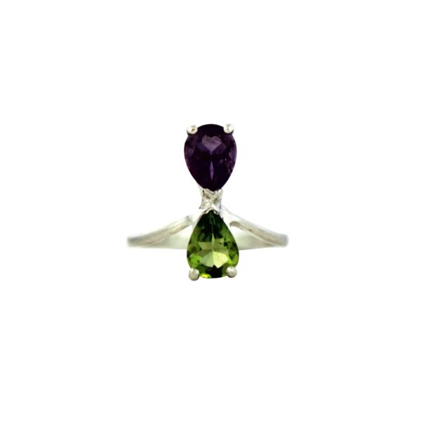 Double Amethyst and Peridot Ring